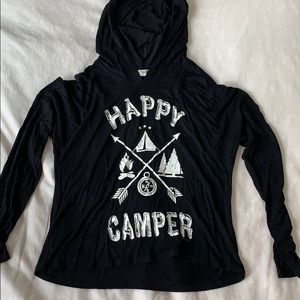 Happy Camper long sleeve hoodie bear dance small